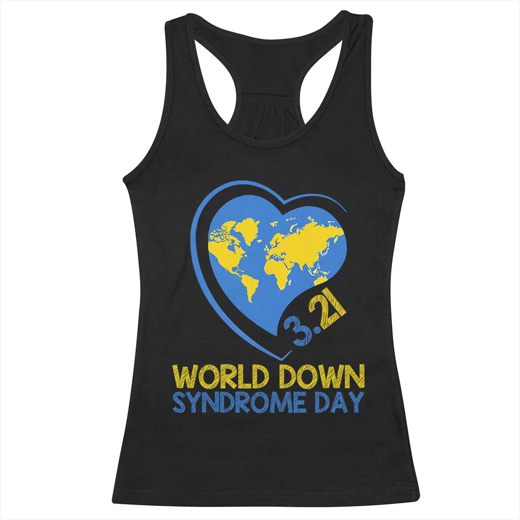 World Down Syndrome Day March 21 World Heart Racerback Tank Top TS11 Black Print Your Wear