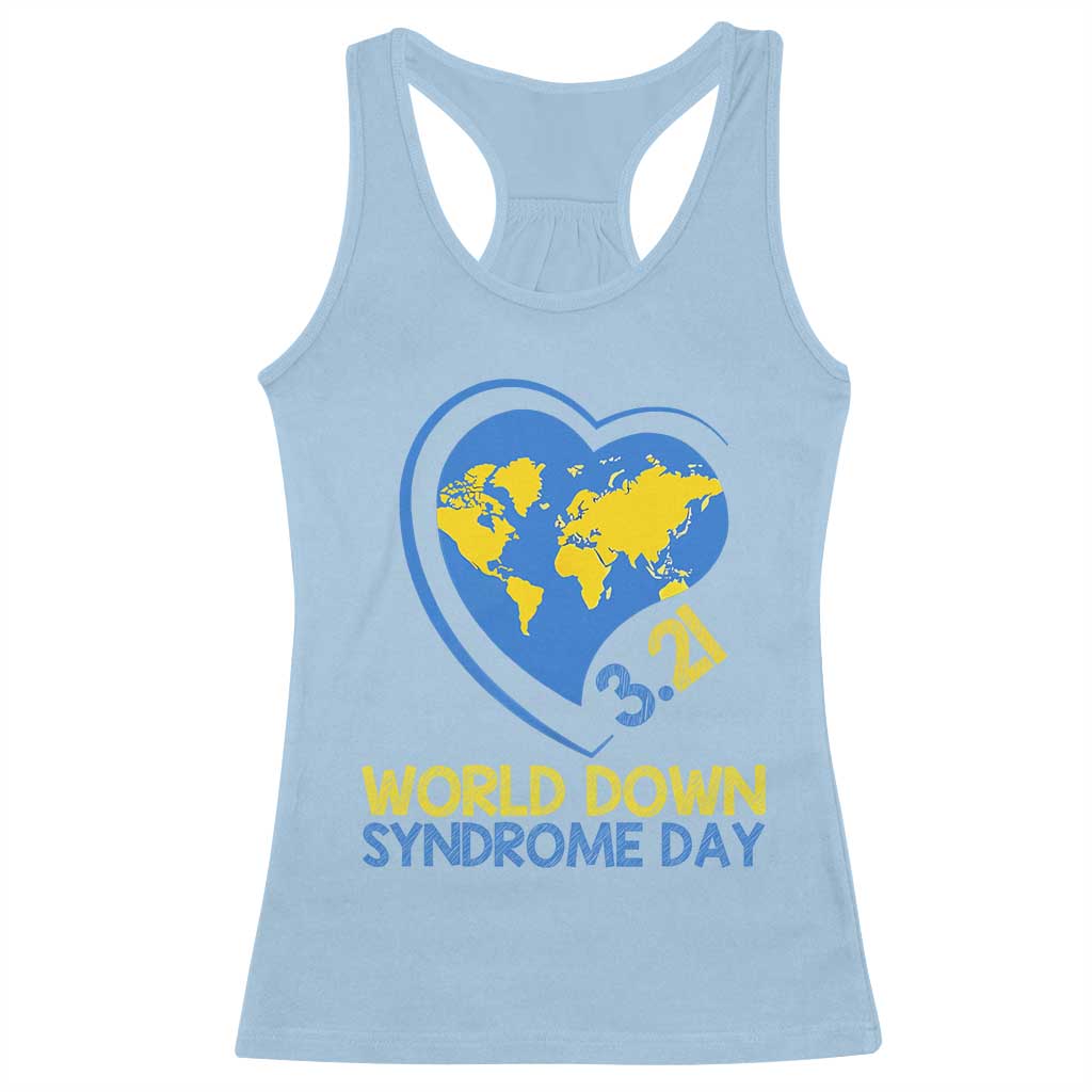 World Down Syndrome Day March 21 World Heart Racerback Tank Top TS11 Light Blue Print Your Wear