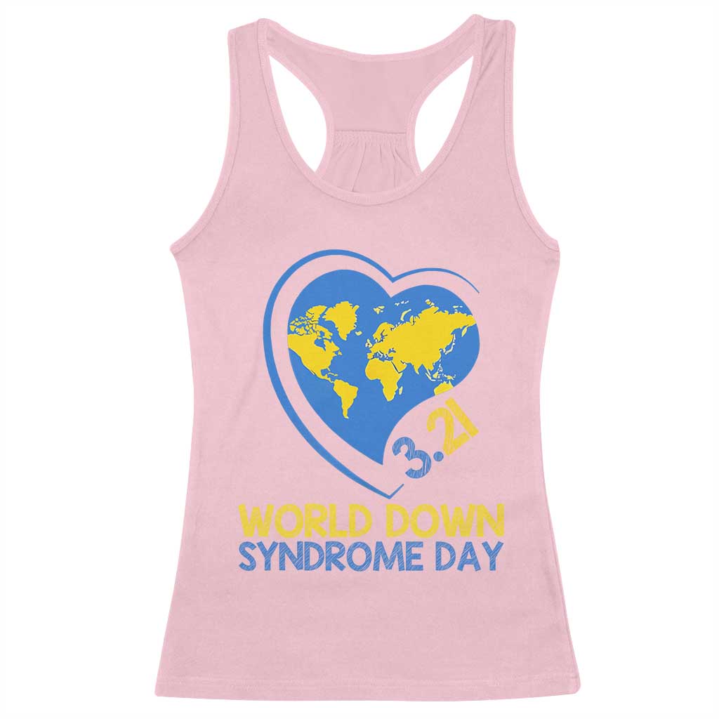 World Down Syndrome Day March 21 World Heart Racerback Tank Top TS11 Light Pink Print Your Wear