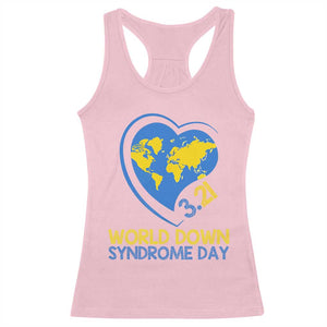 World Down Syndrome Day March 21 World Heart Racerback Tank Top TS11 Light Pink Print Your Wear