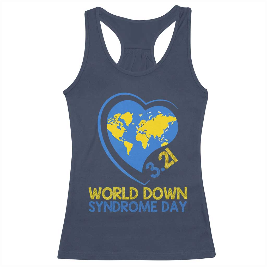 World Down Syndrome Day March 21 World Heart Racerback Tank Top TS11 Navy Print Your Wear