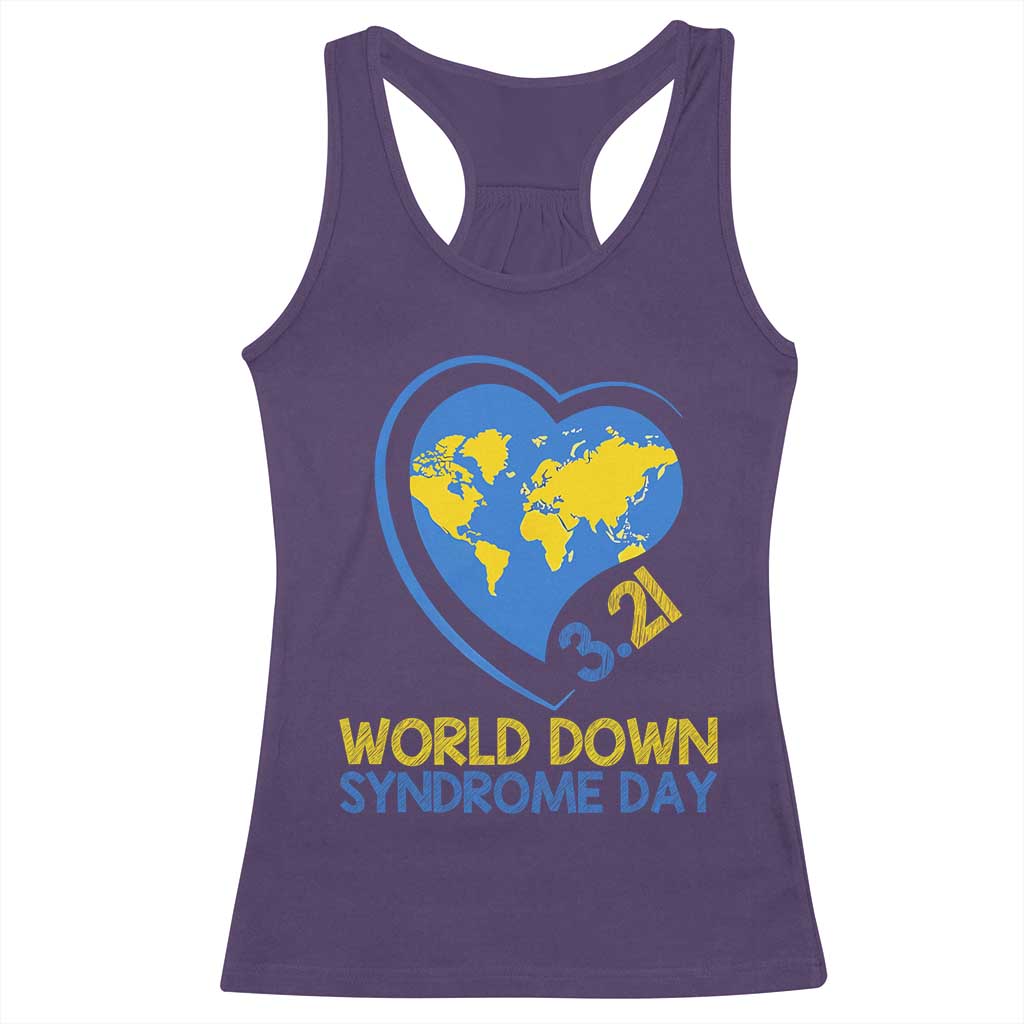 World Down Syndrome Day March 21 World Heart Racerback Tank Top TS11 Purple Print Your Wear