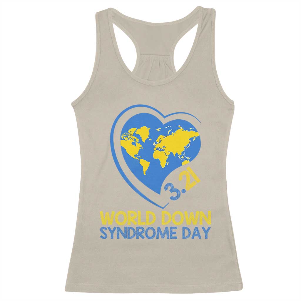World Down Syndrome Day March 21 World Heart Racerback Tank Top TS11 Sand Print Your Wear