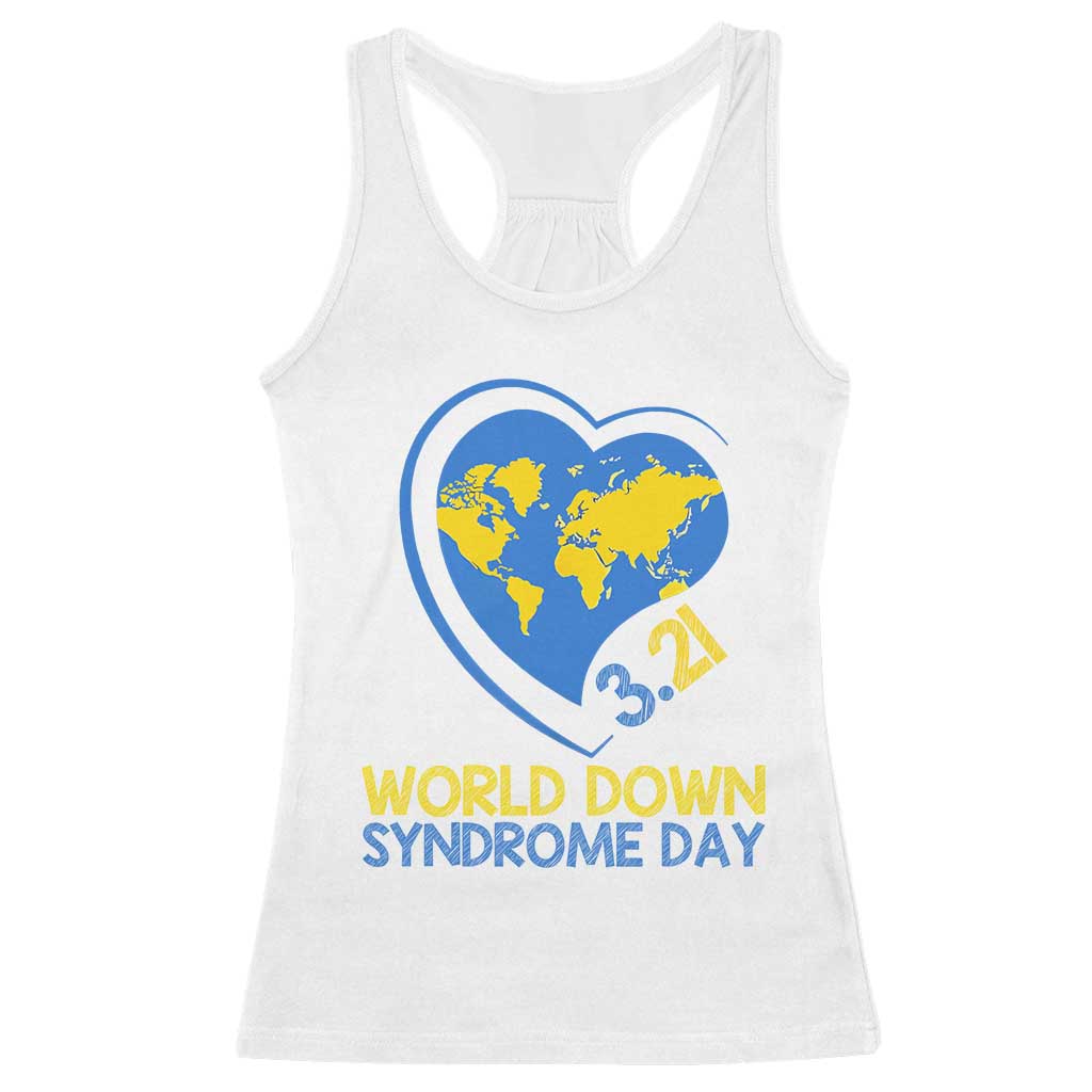 World Down Syndrome Day March 21 World Heart Racerback Tank Top TS11 White Print Your Wear