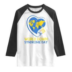 World Down Syndrome Day March 21 World Heart Raglan Shirt TS11 White Black Print Your Wear