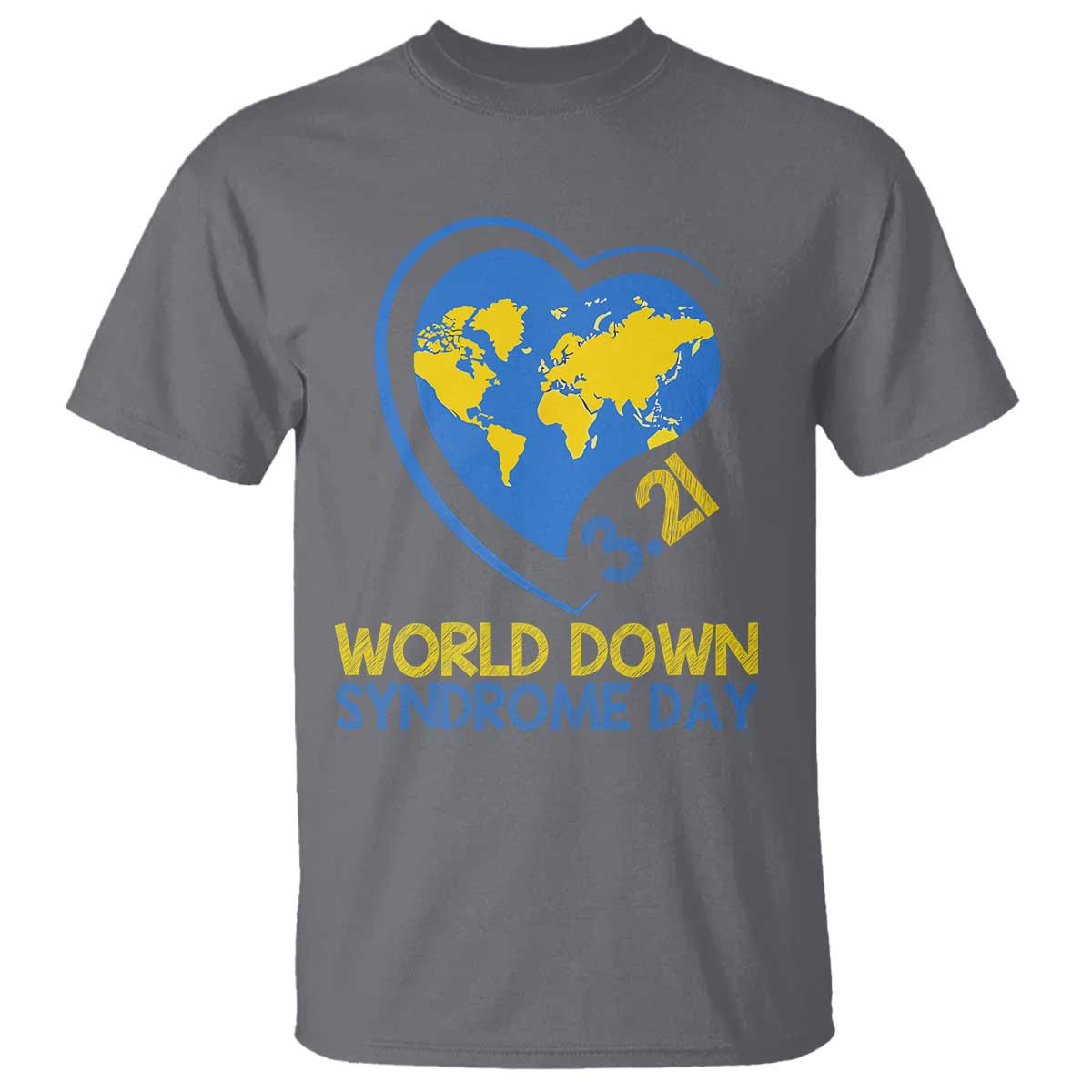 World Down Syndrome Day March 21 World Heart T Shirt TS11 Charcoal Print Your Wear