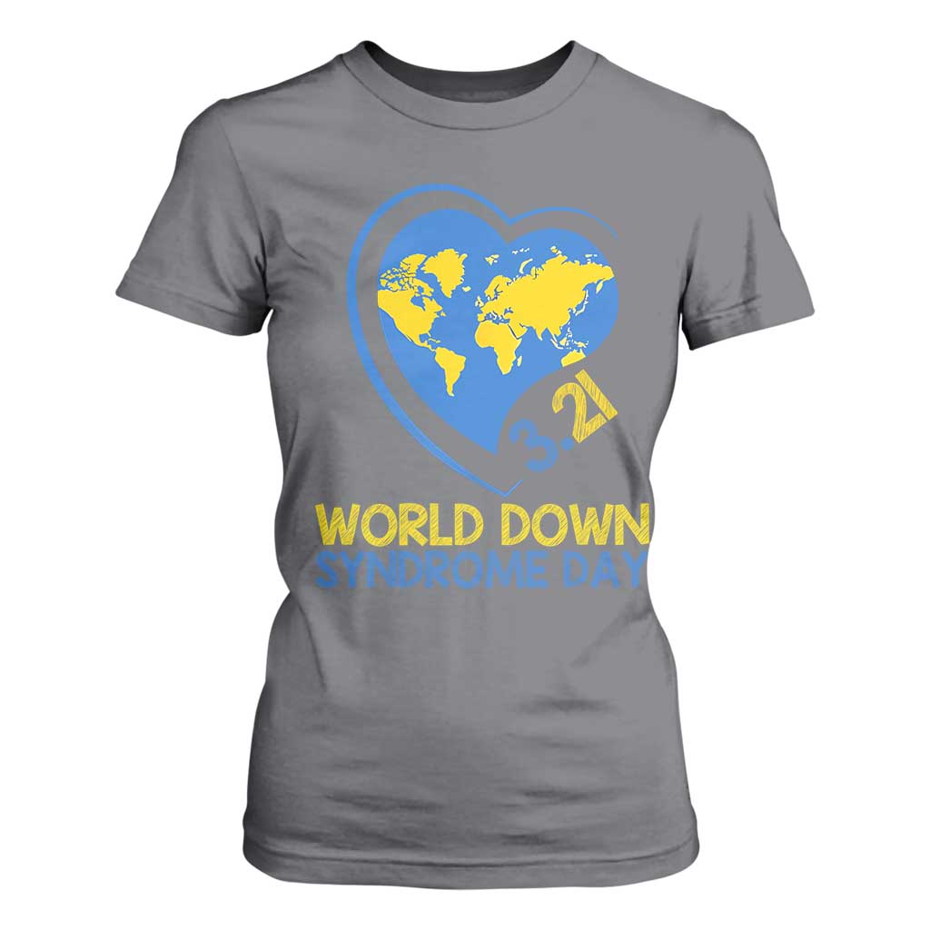 World Down Syndrome Day March 21 World Heart T Shirt For Women TS11 Charcoal Print Your Wear