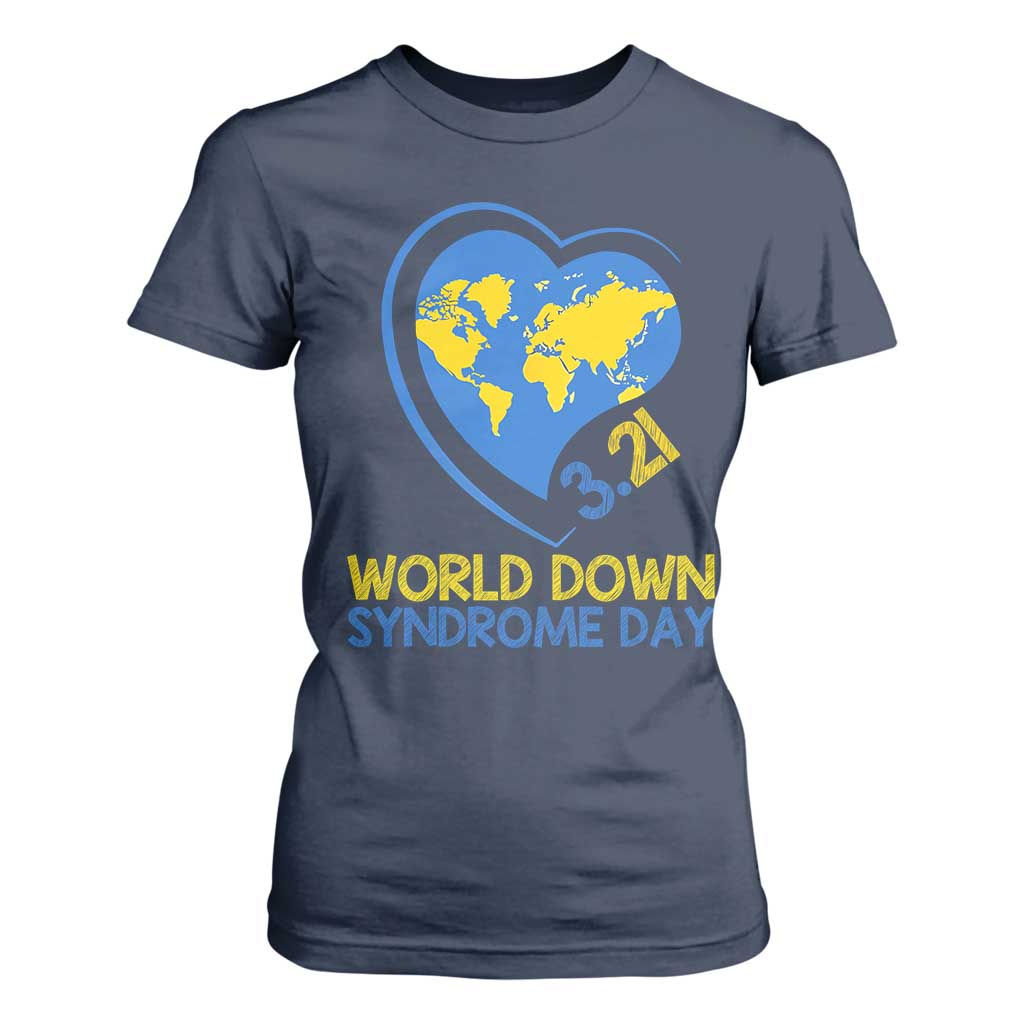 World Down Syndrome Day March 21 World Heart T Shirt For Women TS11 Navy Print Your Wear
