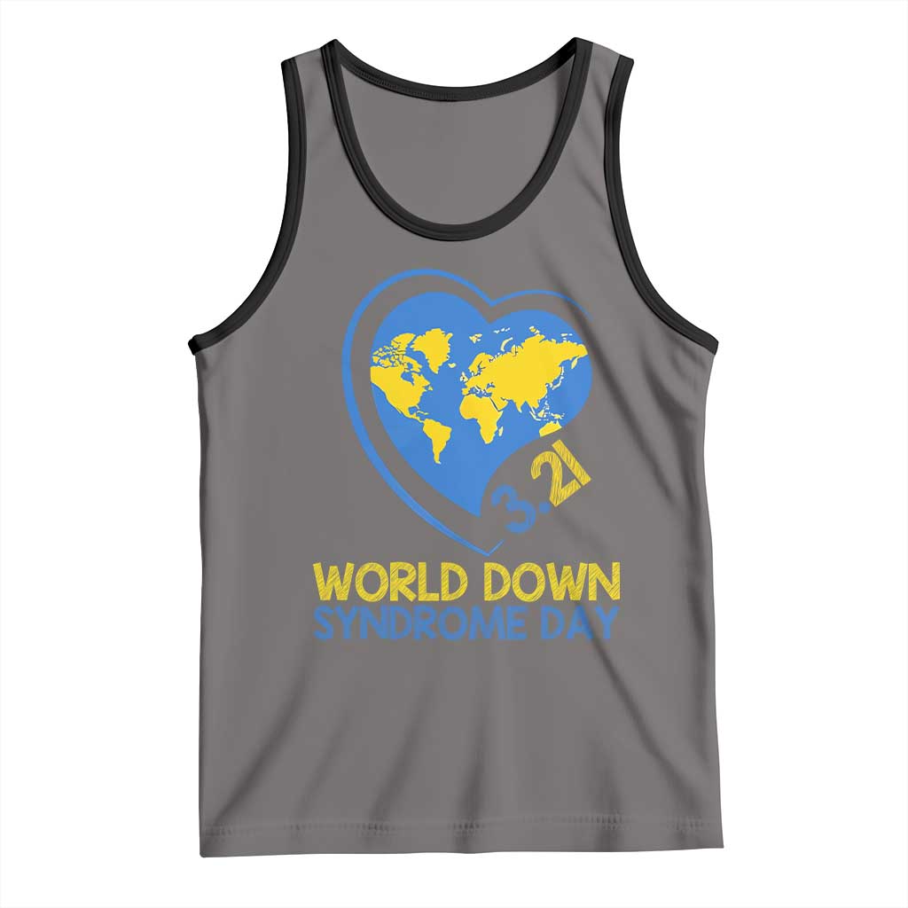 World Down Syndrome Day March 21 World Heart Tank Top TS11 Deep Heather Black Print Your Wear