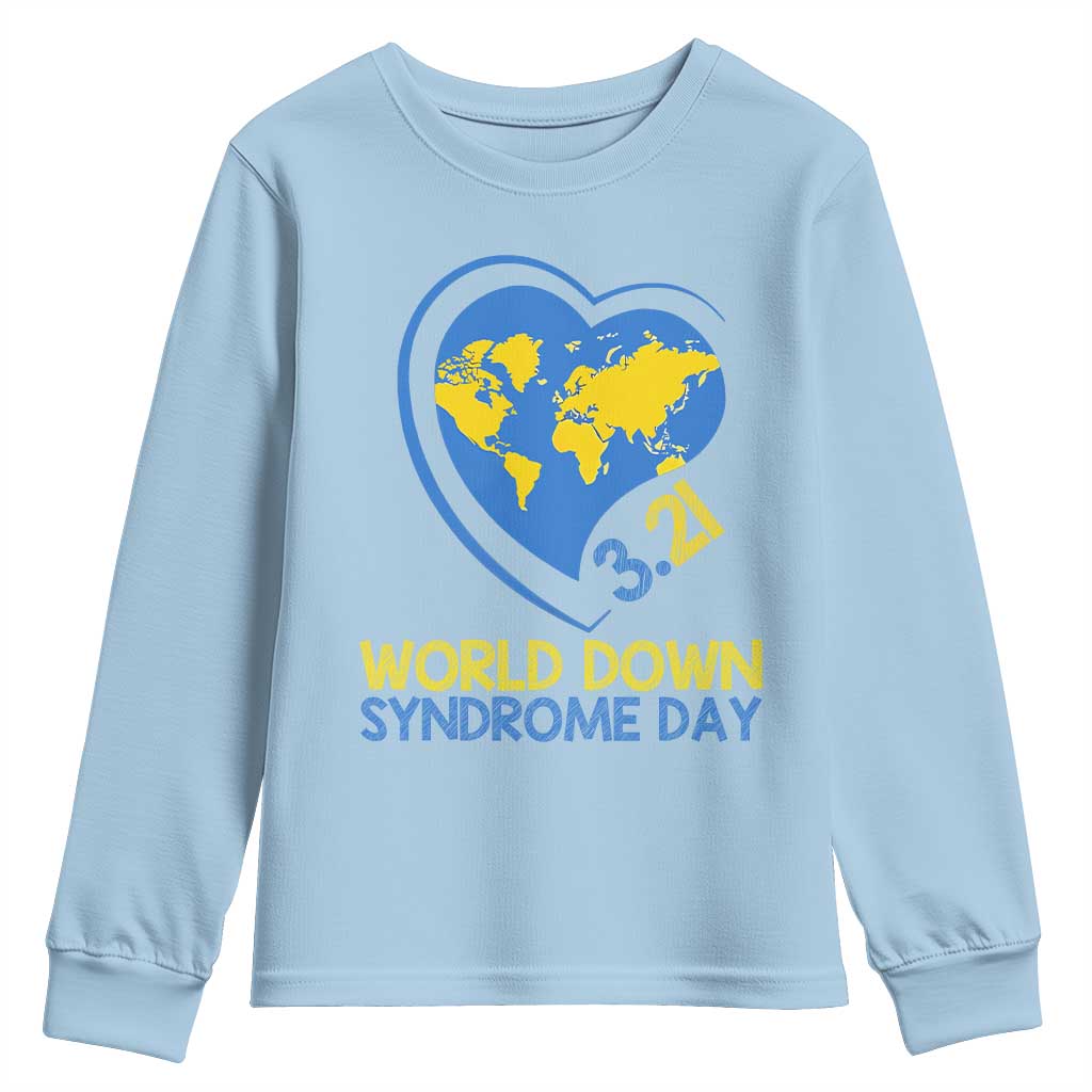 World Down Syndrome Day March 21 World Heart Youth Sweatshirt TS11 Light Blue Print Your Wear