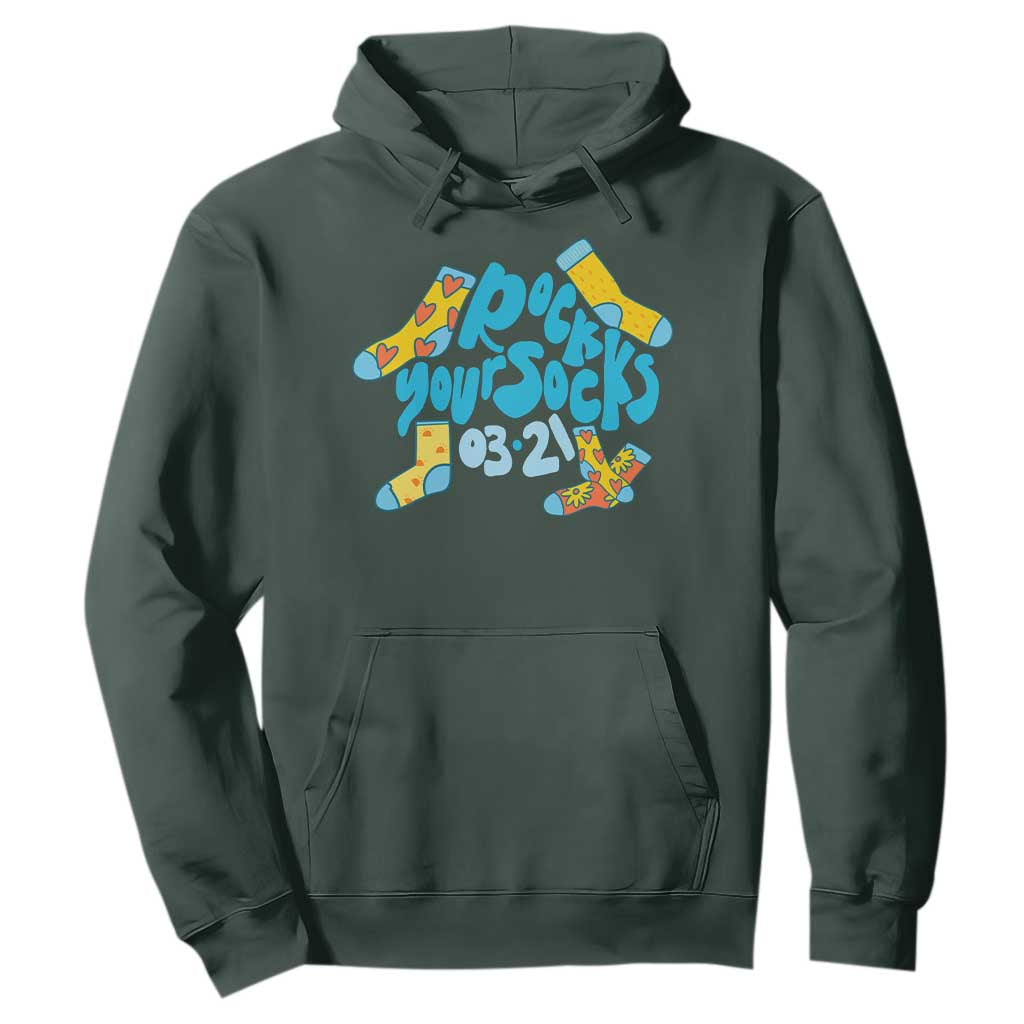Rock Your Socks Hoodie Down Syndrome Awareness March 21 TS11 Dark Forest Green Print Your Wear