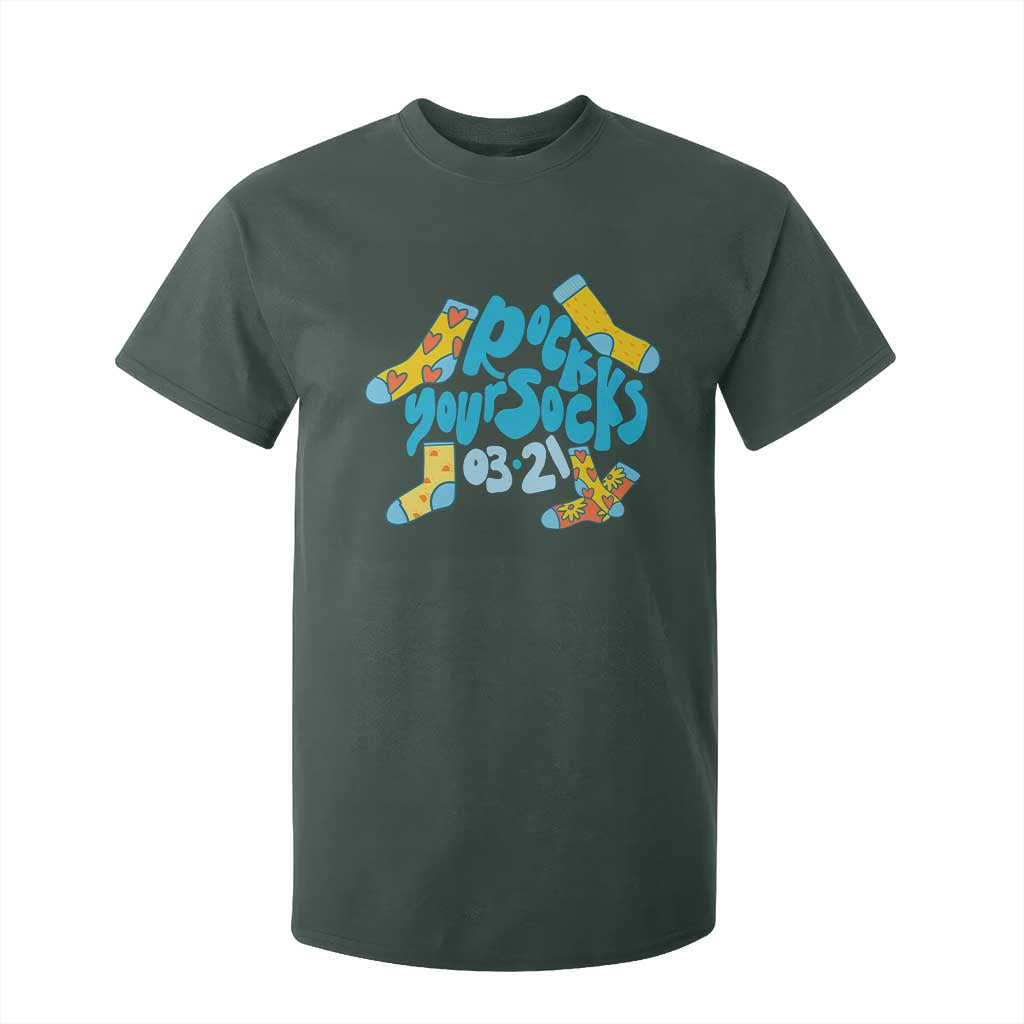 Rock Your Socks T Shirt For Kid Down Syndrome Awareness March 21 TS11 Dark Forest Green Print Your Wear