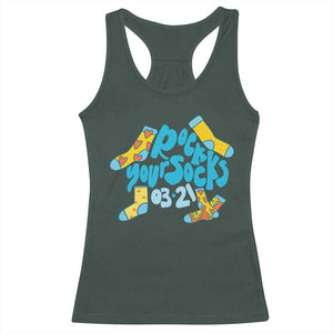 Rock Your Socks Racerback Tank Top Down Syndrome Awareness March 21 TS11 Dark Forest Green Print Your Wear