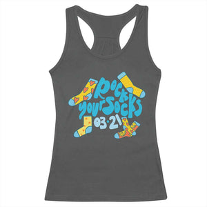 Rock Your Socks Racerback Tank Top Down Syndrome Awareness March 21 TS11 Dark Heather Print Your Wear