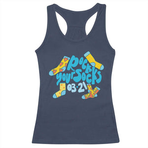 Rock Your Socks Racerback Tank Top Down Syndrome Awareness March 21 TS11 Navy Print Your Wear