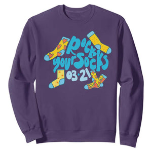 Rock Your Socks Sweatshirt Down Syndrome Awareness March 21 TS11 Purple Print Your Wear