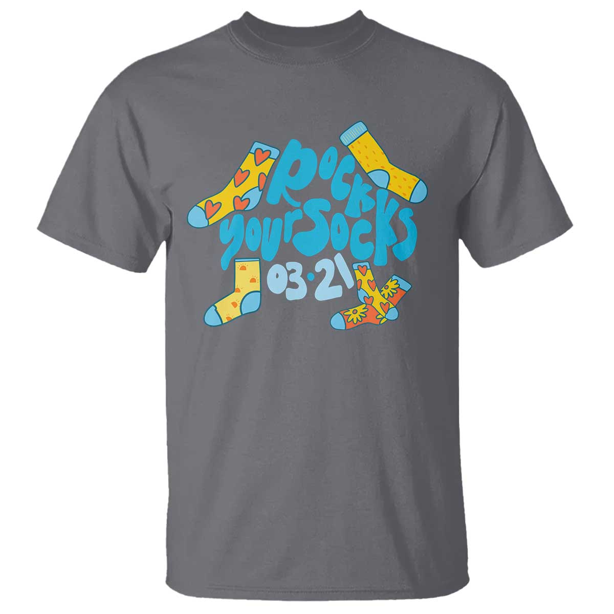 Rock Your Socks T Shirt Down Syndrome Awareness March 21 TS11 Charcoal Print Your Wear