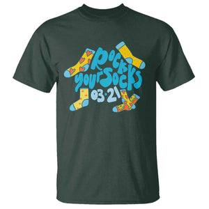 Rock Your Socks T Shirt Down Syndrome Awareness March 21 TS11 Dark Forest Green Print Your Wear
