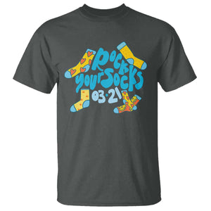 Rock Your Socks T Shirt Down Syndrome Awareness March 21 TS11 Dark Heather Print Your Wear
