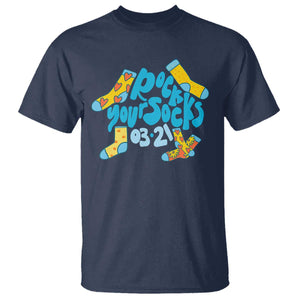 Rock Your Socks T Shirt Down Syndrome Awareness March 21 TS11 Navy Print Your Wear