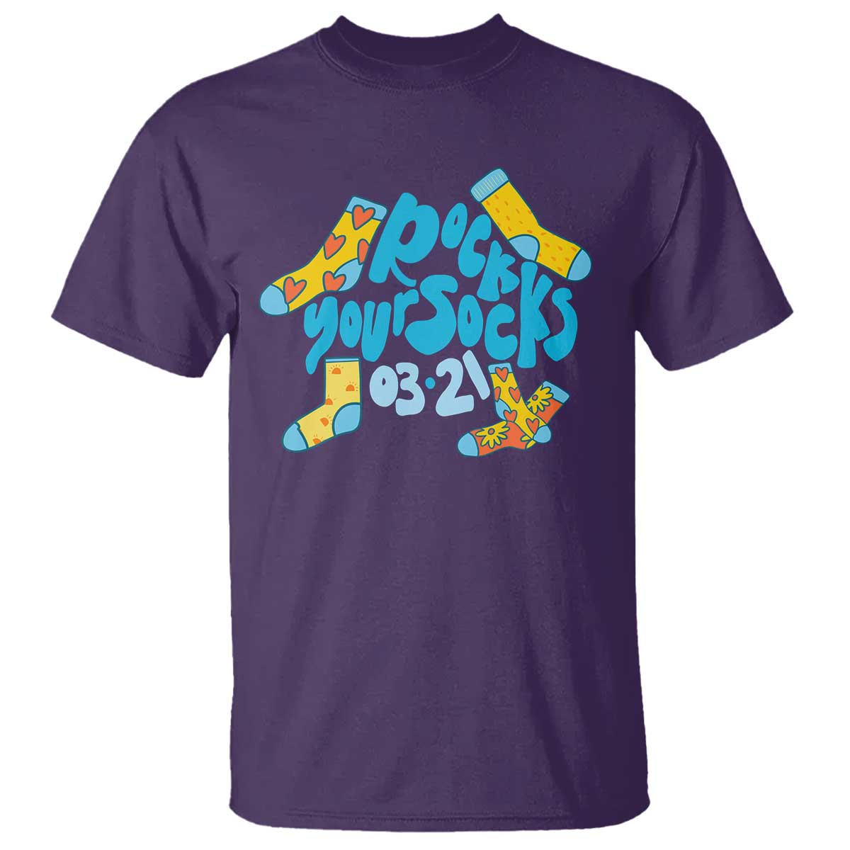 Rock Your Socks T Shirt Down Syndrome Awareness March 21 TS11 Purple Print Your Wear