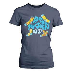 Rock Your Socks T Shirt For Women Down Syndrome Awareness March 21 TS11 Navy Print Your Wear
