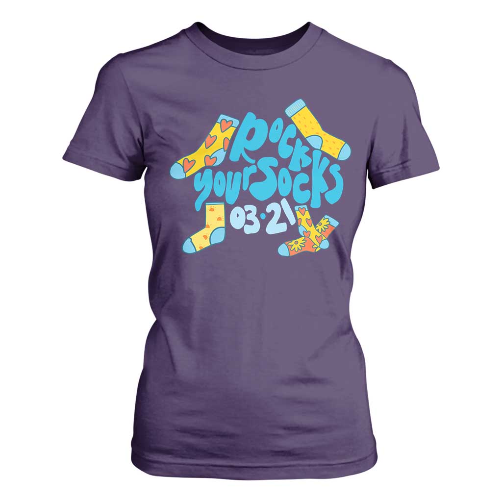 Rock Your Socks T Shirt For Women Down Syndrome Awareness March 21 TS11 Purple Print Your Wear
