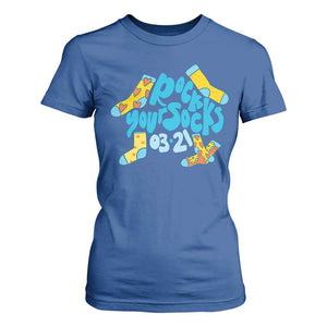 Rock Your Socks T Shirt For Women Down Syndrome Awareness March 21 TS11 Royal Blue Print Your Wear