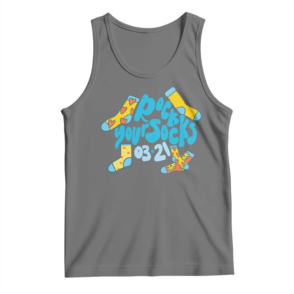 Rock Your Socks Tank Top Down Syndrome Awareness March 21 TS11 Black Heather Print Your Wear