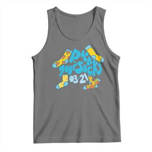 Rock Your Socks Tank Top Down Syndrome Awareness March 21 TS11 Black Heather Print Your Wear