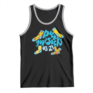 Rock Your Socks Tank Top Down Syndrome Awareness March 21 TS11 Black Athletic Heather Print Your Wear