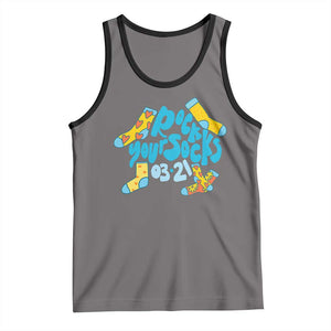 Rock Your Socks Tank Top Down Syndrome Awareness March 21 TS11 Deep Heather Black Print Your Wear