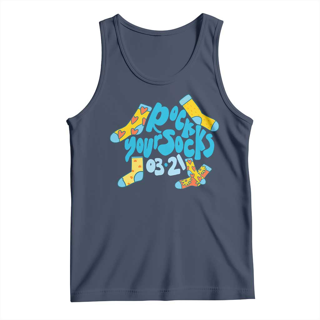 Rock Your Socks Tank Top Down Syndrome Awareness March 21 TS11 Navy Print Your Wear