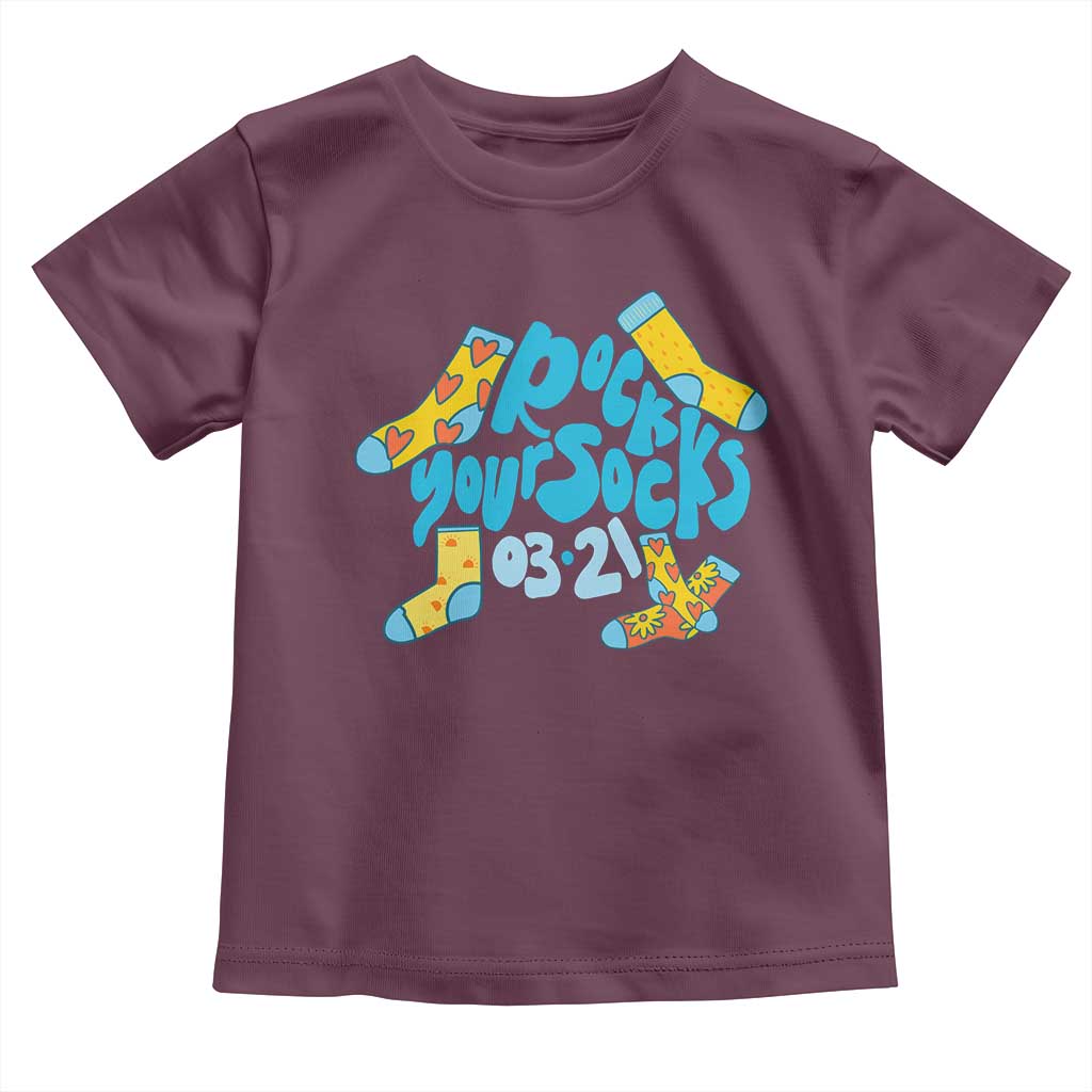 Rock Your Socks Toddler T Shirt Down Syndrome Awareness March 21 TS11 Maroon Print Your Wear