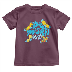 Rock Your Socks Toddler T Shirt Down Syndrome Awareness March 21 TS11 Maroon Print Your Wear