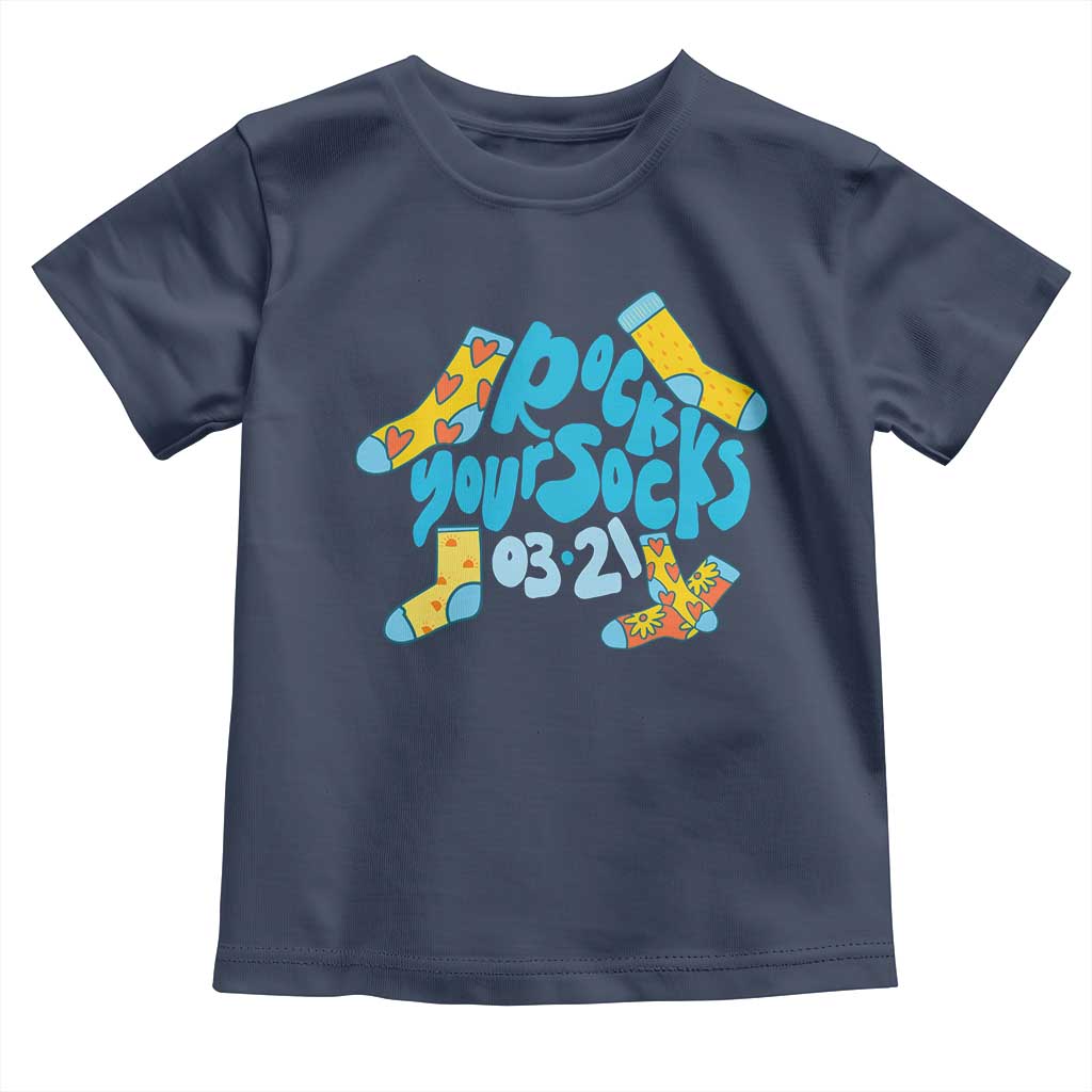 Rock Your Socks Toddler T Shirt Down Syndrome Awareness March 21 TS11 Navy Print Your Wear
