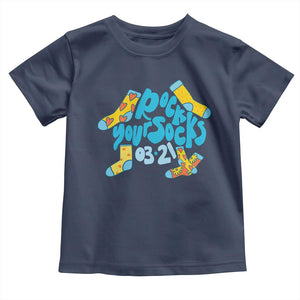 Rock Your Socks Toddler T Shirt Down Syndrome Awareness March 21 TS11 Navy Print Your Wear