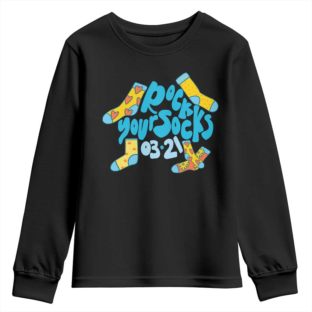 Rock Your Socks Youth Sweatshirt Down Syndrome Awareness March 21 TS11 Black Print Your Wear