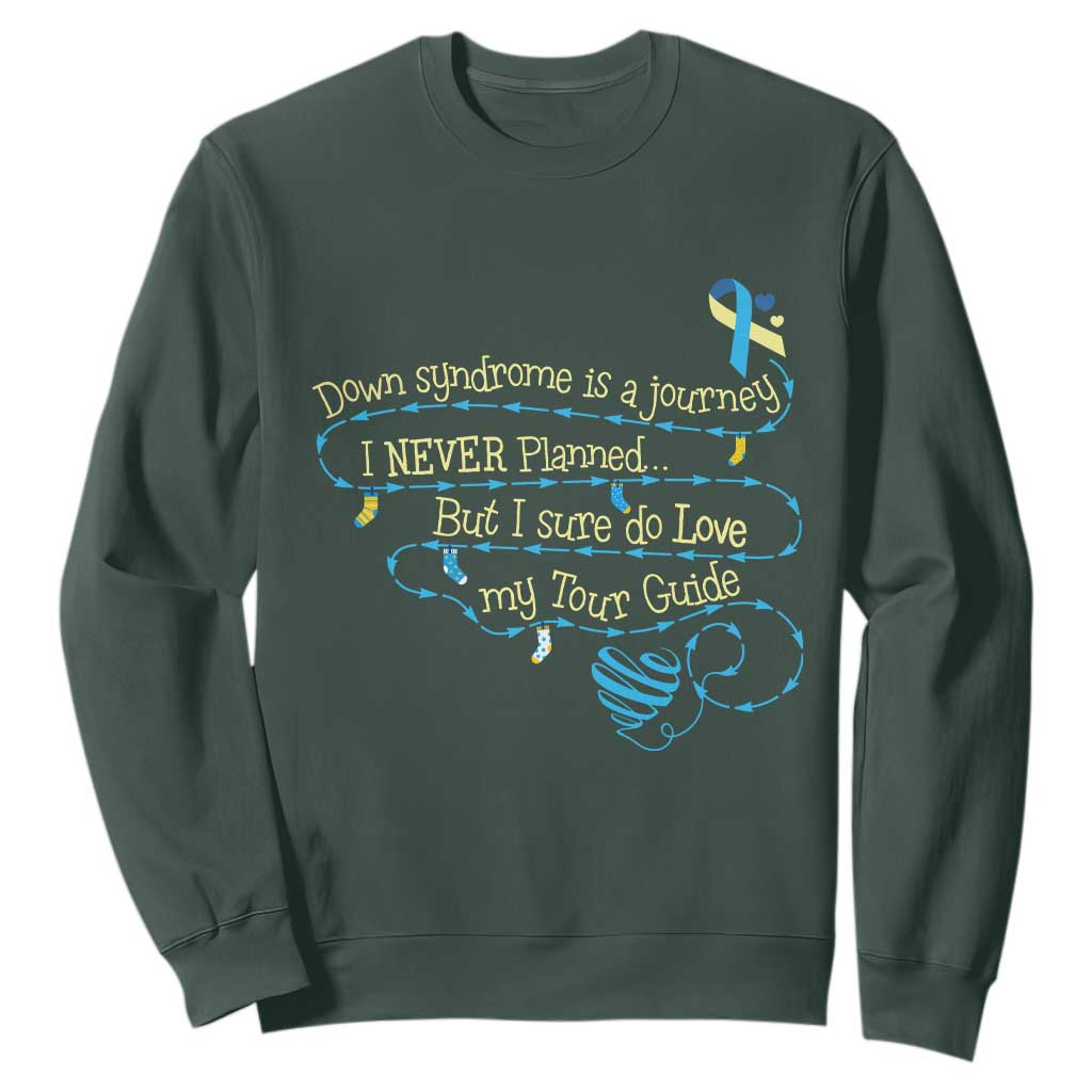 Down Syndrome Awareness Sweatshirt Down Syndrome Is A Journey I Never Planned TS11 Dark Forest Green Print Your Wear