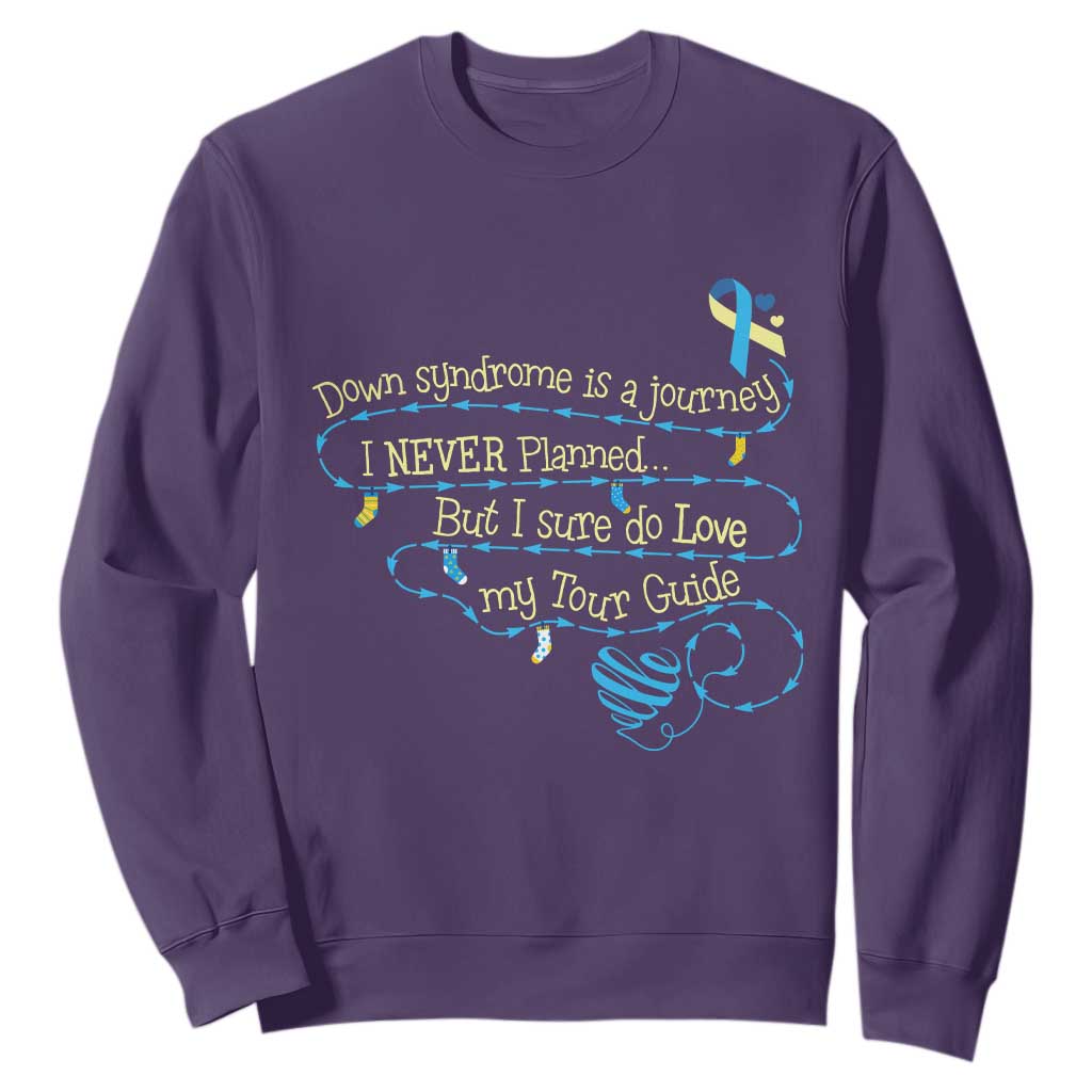 Down Syndrome Awareness Sweatshirt Down Syndrome Is A Journey I Never Planned TS11 Purple Print Your Wear