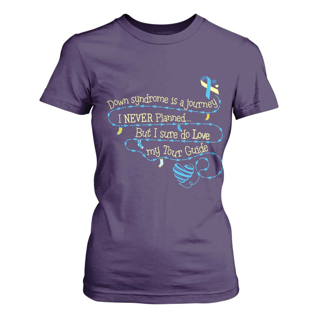 Down Syndrome Awareness T Shirt For Women Down Syndrome Is A Journey I Never Planned TS11 Purple Print Your Wear