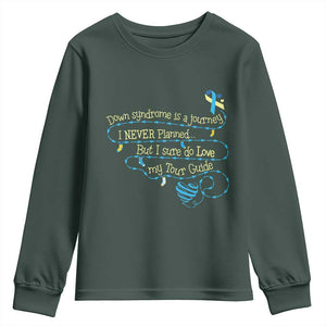 Down Syndrome Awareness Youth Sweatshirt Down Syndrome Is A Journey I Never Planned TS11 Dark Forest Green Print Your Wear
