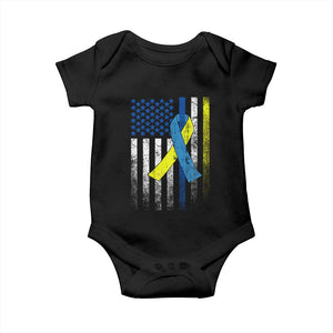 Down Syndrome Awareness Vintage American Flag Baby Onesie TS11 Black Print Your Wear