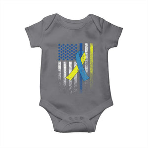 Down Syndrome Awareness Vintage American Flag Baby Onesie TS11 Charcoal Print Your Wear