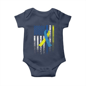 Down Syndrome Awareness Vintage American Flag Baby Onesie TS11 Navy Print Your Wear