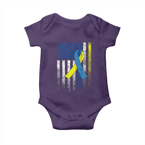 Down Syndrome Awareness Vintage American Flag Baby Onesie TS11 Purple Print Your Wear