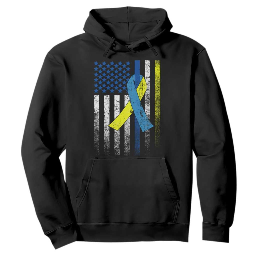 Down Syndrome Awareness Vintage American Flag Hoodie TS11 Black Print Your Wear