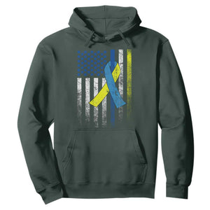 Down Syndrome Awareness Vintage American Flag Hoodie TS11 Dark Forest Green Print Your Wear