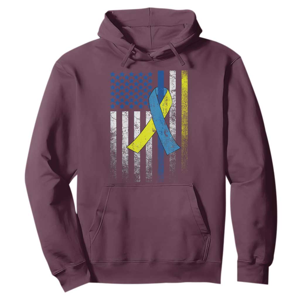 Down Syndrome Awareness Vintage American Flag Hoodie TS11 Maroon Print Your Wear