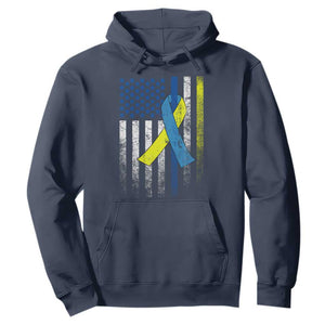 Down Syndrome Awareness Vintage American Flag Hoodie TS11 Navy Print Your Wear